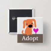 Orange Hundehaustier-Adoption Button (Vorne & Hinten)