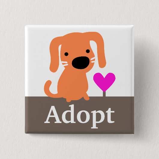 Orange Hundehaustier-Adoption Button (Vorderseite)
