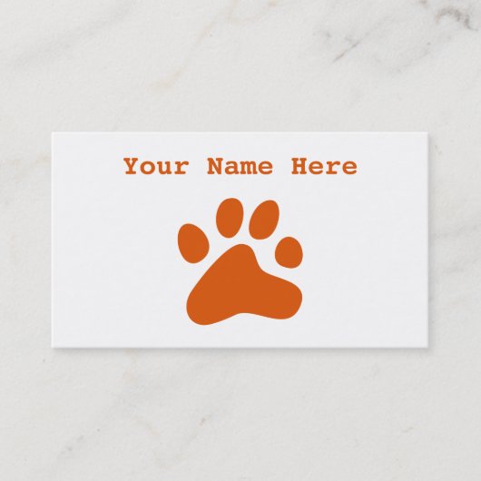 Orange Hundetatze Visitenkarte (Vorderseite)