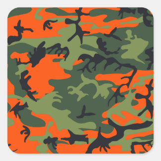 Orange Hunter Camouflage Quadratischer Aufkleber