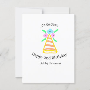 Orange Hut 2. Geburtstag Kinder Retro-Blumen hell  Postkarte