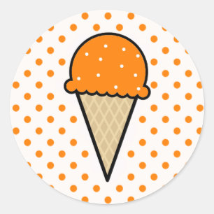 Orange Ice Creme Cone Runder Aufkleber
