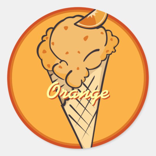Orange-Icecream-Aufkleber Runder Aufkleber (Vorderseite)