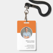 Orange ID | Mitarbeiter Foto ID Company Security Ausweis (Vorderseite mit Lanyard)