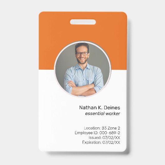 Orange ID | Mitarbeiter Foto ID Company Security Ausweis (Vorderseite)
