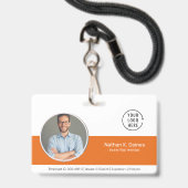 Orange ID | Mitarbeiter Foto ID Company Security Ausweis (Vorderseite mit Schlüsselband)