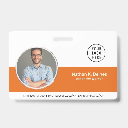 Orange ID | Mitarbeiter Foto ID Company Security Ausweis (Vorderseite)