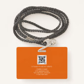 Orange ID | Mitarbeiter Foto ID Company Security Ausweis (Rückseite mit Schlüsselband)