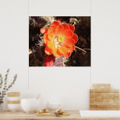 Orange Igel Cactus Blume Poster (Küche)