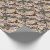 Orange Iguana jagt Geschenkpapier (Ecke)