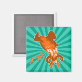 Orange Ika Magnet (Vorderseite/Rückseite)