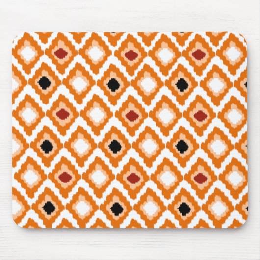 Orange Ikat Diamonds Custom Muster Mousepad (Vorne)