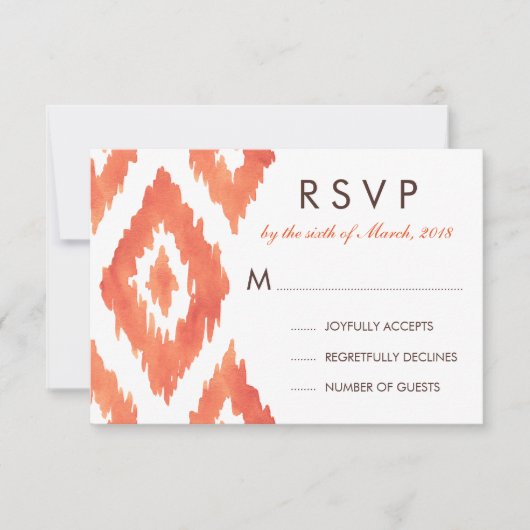 Orange Ikat UAWG RSVP Karte (Vorderseite)