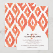 Orange Ikat Wedding Einladung (Vorne/Hinten)