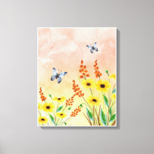 Orange Illustration Blume Leinwand