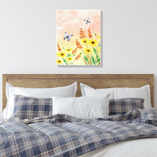 Orange Illustration Blume Leinwand (Insitu (Schlafzimmer))