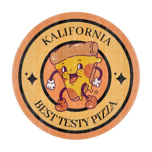 Orange Illustration Circle Pizza Cutting Board Schneidebrett (Vorderseite)