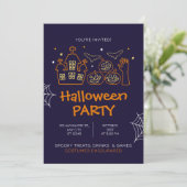 Orange Illustrative Halloween Costume Party Einladung (Stehend Vorderseite)