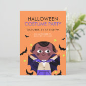 Orange Illustrative Halloween Costume Party Einladung (Stehend Vorderseite)