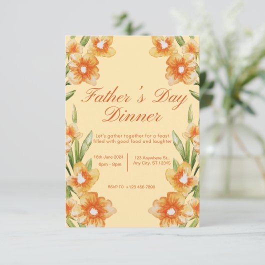 Orange Illustrative Vatertag Einladung (Stehend Vorderseite)