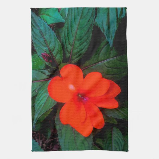 Orange Impatiens Blume Geschirrtuch (Vertikal)
