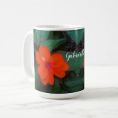 Orange Impatiens Blume Kaffeetasse (Vorderseite Links)