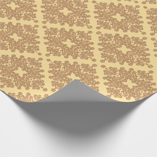 Orange in cremefarbenem arabesque Design Geschenkpapier (Ecke)