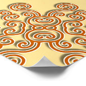 Orange in cremefarbenem arabesque Design Poster (Ecke)
