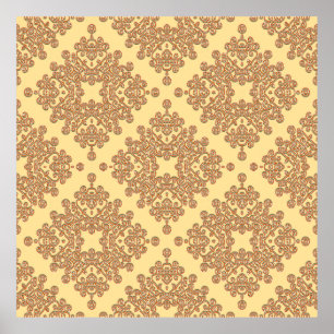Orange in cremefarbenem arabesque Design Poster