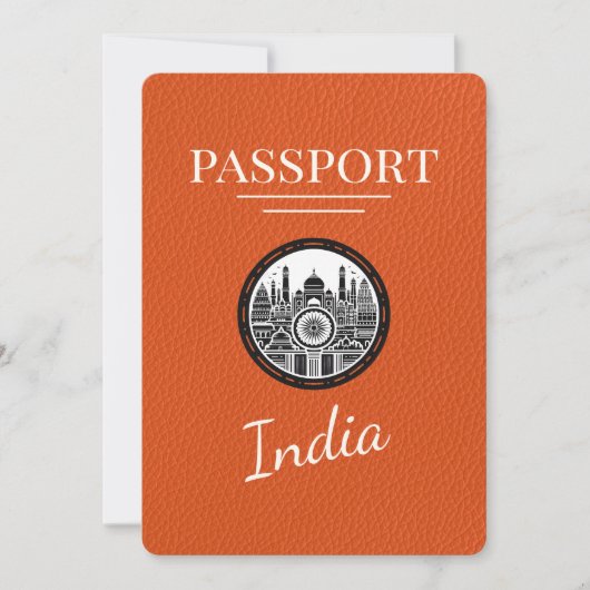 Orange India Passport Save the Date (Vorderseite)