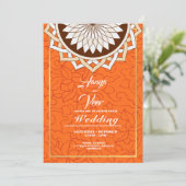 Orange Indian Wedding Einladung (Stehend Vorderseite)