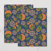 Orange Indigo Fruchtmuster Postkarte (Vorne/Hinten)