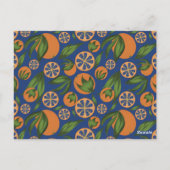Orange Indigo Fruchtmuster Postkarte (Rückseite)