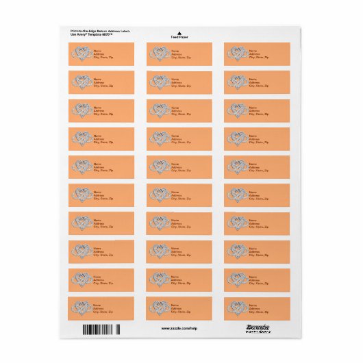Orange Infinity Heart Address Labels (Vorne)