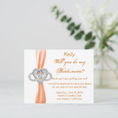 Orange Infinity Heart Bridesmaid Card Einladung (Stehend Vorderseite)