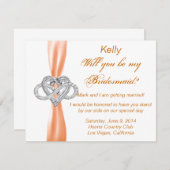 Orange Infinity Heart Bridesmaid Card Einladung (Vorne/Hinten)