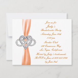 Orange Infinity Heart Junggeselinnen-Abschied lade Einladung