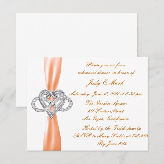 Orange Infinity Heart Probe Dinner Einladung (Vorne/Hinten)