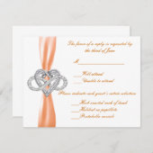 Orange Infinity Heart Response Card RSVP Karte (Vorne/Hinten)