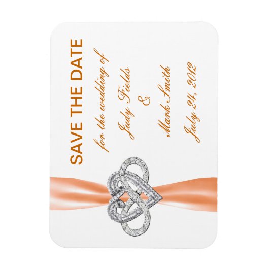 Orange Infinity Heart Save the Date Magnet (Vertikal)