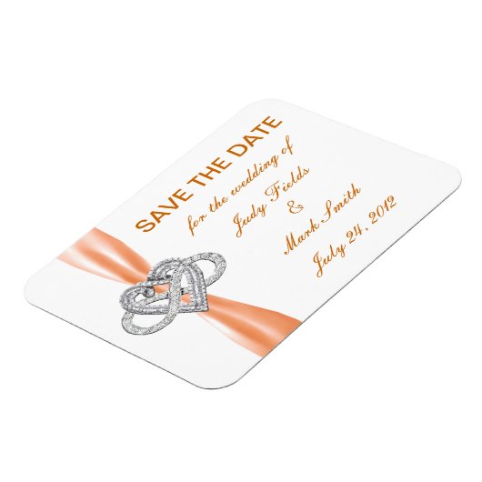 Orange Infinity Heart Save the Date Magnet (Linke Seite)