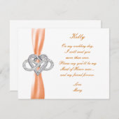 Orange Infinity Heart Trauzeugin Card Einladung (Vorne/Hinten)