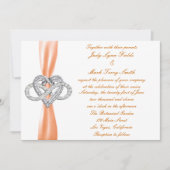 Orange Infinity Heart Wedding Einladung (Vorderseite)