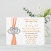 Orange Infinity Heart Wedding Einladung (Stehend Vorderseite)