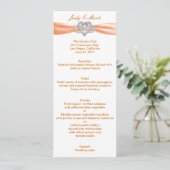 Orange Infinity Heart Wedding Menu Card Menükarte (Stehend Vorderseite)