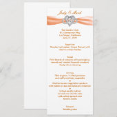 Orange Infinity Heart Wedding Menu Card Menükarte (Vorne/Hinten)