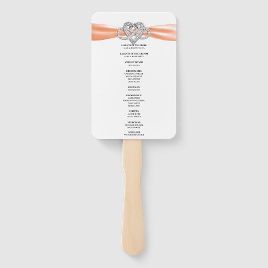 Orange Infinity Heart Wedding Program Fans Fächer (Rückseite)