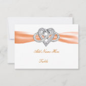 Orange Infinity Heart Wedding Table Platzkarte (Vorderseite)