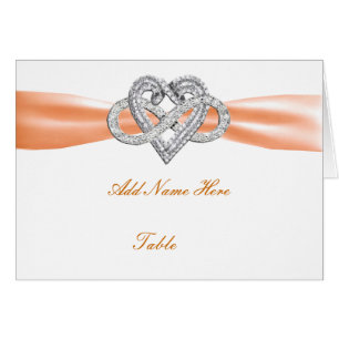 Orange Infinity Heart Wedding Table Platzkarte