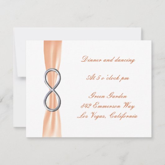 Orange Infinity Hochzeitsempfang Karte (Vorderseite)